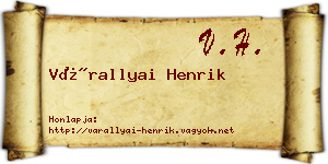 Várallyai Henrik névjegykártya